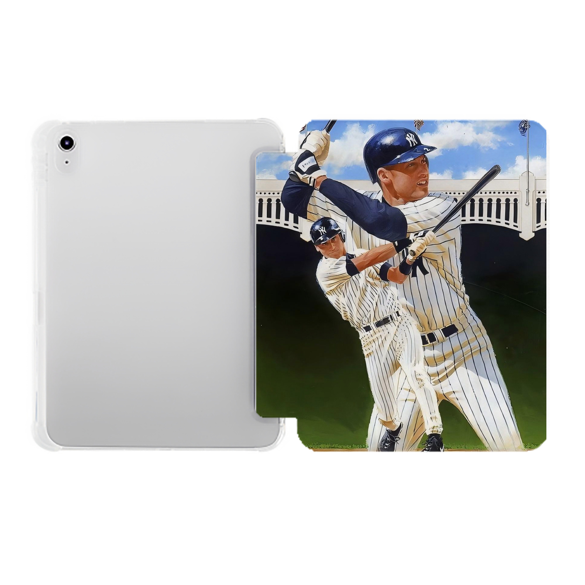 Derek Jeter 108 Premium Tri-Fold PU Leather & Silicone IPad Case With Pencil Slot – Fits 9.5,10.5,10.9 – Adjustable Stand, Slim, Protective
